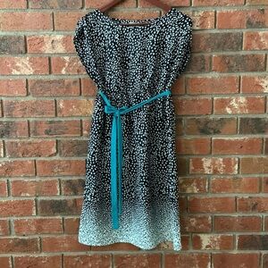 Motherhood Maternity Black & White Teal Tie Dress